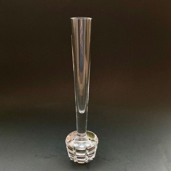 VTG Atlantis Full Lead Crystal Hand Blown & Cut 8"H Conical Bud Vase Portugal - Picture 4 of 13